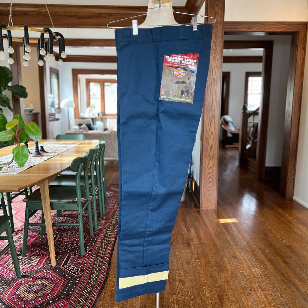 Dickies Flannel Lined Work Pants Blue Made in USA 33x32 (Dead stock)